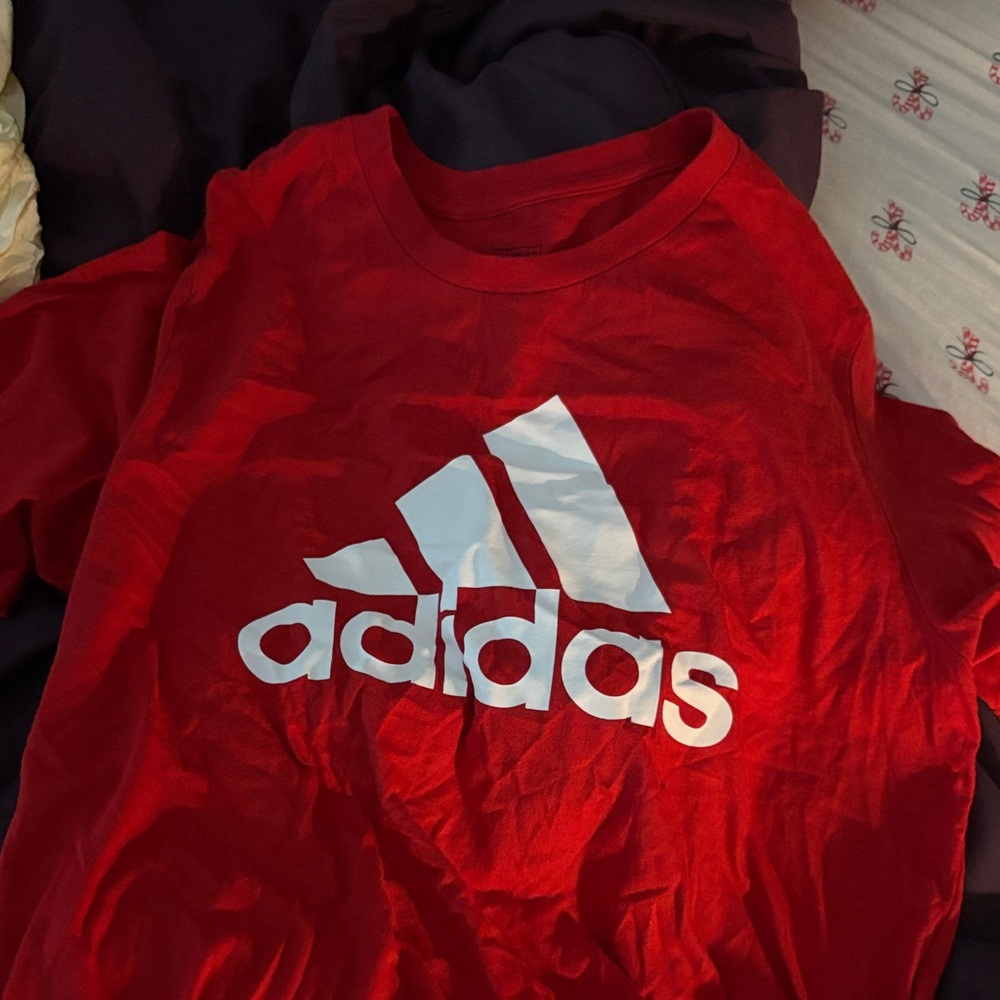 Adidas men’s Red Tee with White Logo
